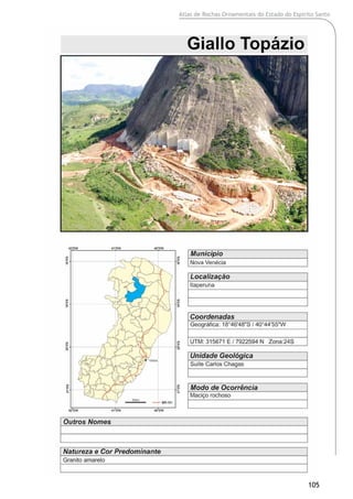 Atlas de Rochas Ornamentais do Estado do Espírito Santo
105
 