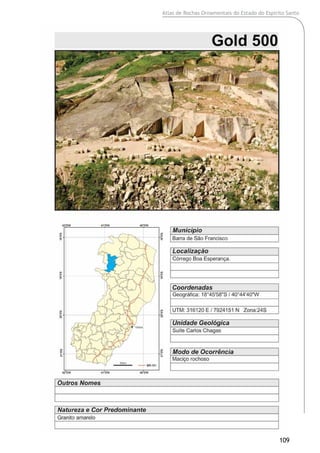 Atlas de Rochas Ornamentais do Estado do Espírito Santo
109
 