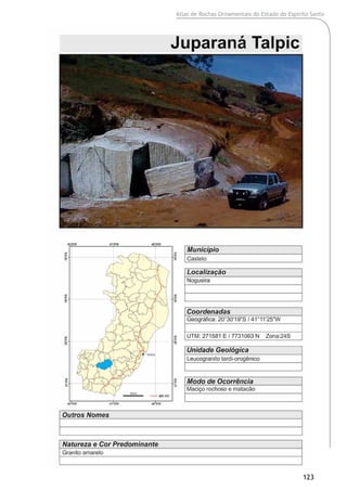 Atlas de Rochas Ornamentais do Estado do Espírito Santo
123
 