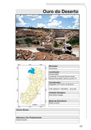 Atlas de Rochas Ornamentais do Estado do Espírito Santo
137
 