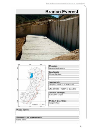 Atlas de Rochas Ornamentais do Estado do Espírito Santo
181
 