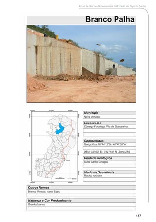 Atlas de Rochas Ornamentais do Estado do Espírito Santo
187
 