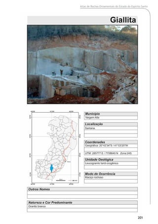 Atlas de Rochas Ornamentais do Estado do Espírito Santo
201
 