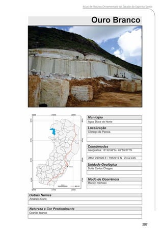 Atlas de Rochas Ornamentais do Estado do Espírito Santo
207
 