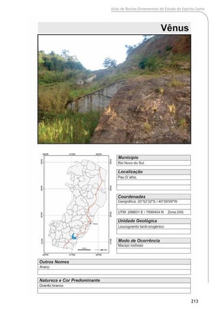Atlas de Rochas Ornamentais do Estado do Espírito Santo
213
 