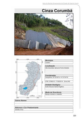 Atlas de Rochas Ornamentais do Estado do Espírito Santo
223
 