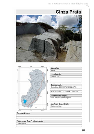 Atlas de Rochas Ornamentais do Estado do Espírito Santo
227
 