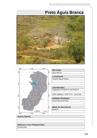 Atlas de Rochas Ornamentais do Estado do Espírito Santo
259
 