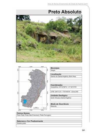 Atlas de Rochas Ornamentais do Estado do Espírito Santo
261
 
