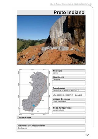 Atlas de Rochas Ornamentais do Estado do Espírito Santo
267
 