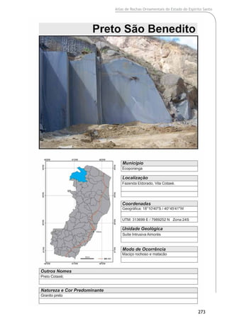Atlas de Rochas Ornamentais do Estado do Espírito Santo
273
 