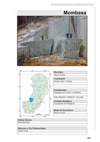 Atlas de Rochas Ornamentais do Estado do Espírito Santo
285
 