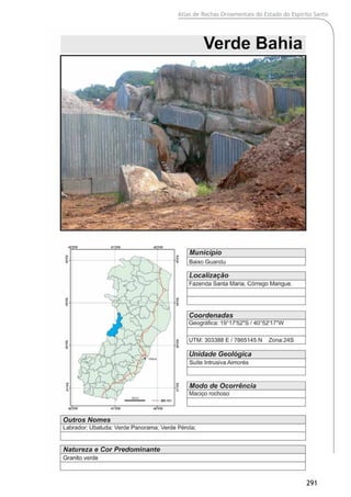 Atlas de Rochas Ornamentais do Estado do Espírito Santo
291
 