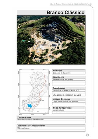 Atlas de Rochas Ornamentais do Estado do Espírito Santo
319
 