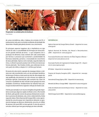 Capítulo 4 | Biomassa




 Pesquisador na unidade piloto de biodiesel.
 Fonte: Petrobras.




 de usinas termelétricas, aliás, o balanço de emissões de CO2 é      REFERÊNCIAS
 praticamente nulo, pois as emissões resultantes da atividade são
 absorvidas e fixadas pela planta durante o seu crescimento.         Agência Nacional de Energia Elétrica (Aneel) – disponível em www.
                                                                     aneel.gov.br
 Os principais aspectos negativos são a interferência no tipo
 natural do solo e a possibilidade da formação de monocultu-         Agência Nacional de Petróleo, Gás Natural e Biocombustíveis
 ras em grande extensão de terras – o que competiria com a           (ANP) – disponível em www.anp.gov.br
 produção de alimentos. Estas variáveis têm sido contornadas
 por técnicas e processos que aumentam a produtividade da            Associação Brasileira das Indústrias de Óleos Vegetais (Abiove) –
 biomassa reduzindo, portanto, a necessidade de crescimento          disponível em www.abiove.com.br
 de áreas plantadas. Apenas como exemplo, segundo dados da
 Unica, no Brasil é possível produzir 6,8 mil litros de etanol por   Associação Paulista de Cogeração de Energia (Cogen-SP) – disponí-
 hectare plantado. Nos Estados Unidos, para obtenção do eta-         vel em www.cogensp.org.br
 nol a partir do milho, a relação é 3,1 mil litros por hectare.
                                                                     BP Global – disponível em www.bp.com.
 Do ponto de vista social, a geração de empregos diretos e indi-
 retos tem sido reconhecida como um dos principais benefícios        Empresa de Pesquisa Energética (EPE) – disponível em www.epe.
 da biomassa. Embora a maior parte da mão-de-obra exigida não        gov.br
 seja qualificada, ela promove um ciclo virtuoso nas regiões da
 produção agrícola, caracterizado pelo aumento dos níveis de         International Energy Agency (IEA) – disponível em www.iea.org
 consumo e qualidade de vida, inclusão social, geração de novas
 atividades econômicas, fortalecimento da indústria local, pro-      Ministério de Minas e Energia (MME) – disponível em www.mme.gov.br
 moção do desenvolvimento regional e redução do êxodo rural.
                                                                     União da Indústria de Cana-de-Açúcar (Unica) – disponível em www.
 A lenha, por exemplo, é um recurso energético de grande impor-      unica.com.br
 tância social para algumas regiões do Brasil, como o Rio Grande
 do Norte, pelo grande número de pessoas diretamente envolvi-        World Energy Council (WEC) – disponível em www.worldenergy.org
 das no processo de desbaste, cata, corte e coleta da lenha. Ainda
 segundo relata o Plano Nacional de Energia 2030, o setor agroin-
 dustrial da cana-de-açúçar tem importância relevante na gera-
 ção de empregos ao absorver, diretamente, cerca de um milhão
 de pessoas, dos quais 80% na área agrícola. A cana-de-açúcar é
 uma das culturas que mais gera emprego por área cultivada.



74         Atlas de Energia Elétrica do Brasil
 