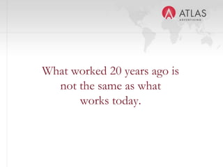 What worked 20 years ago is
  not the same as what
      works today.


             12
 