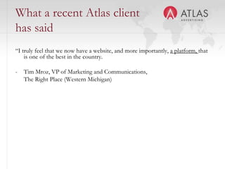 Effective use of search marketing is…Ranking #1 organically for “your geography economic development”Ranking #1 organically for “your organization name” Utilizing paid search (PPC) to drive additional traffic
