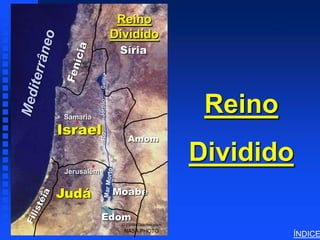 Reino                       Divided Kingdom of Israel




                      Dividido
                       Síria




Samaria
             Jordão
                                              Reino
Israel
             Rio




                         Amom


 Jerusalém
                                             Dividido
Judá                  Moabe

             Edom
                       © EBibleTeacher.com
                        NASA PHOTO
                                                                               ÍNDICE
 