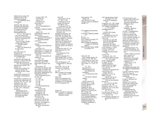 Inhibición de campo 340
Inhibición del yo 340
Inhibición retrógrada
320 Inhibidores de la
colinesterasa
56
Inhibina 300, 306 ciclo
menstrual 298 liberación
de FSH 306 Inmunidad
94 Inmunización 100
activa 94 pasiva 94
Inmunoglobulina (Ig)
92 y ss., 98 cambio de
clase 98 composición
proteica 92 concentración
sérica 93 D funciones 94
IgA 232, 244
saliva 236 IgE 100 IgG,
características Rhesus
100 IgM, grupos
sanguíneos
ABO 100 liberación en
las infecciones
94
paso placentario 92
receptores 96
Inmunosupresión 98 Inositol-
l,4,5-trifosfato (IP3)
82, 274, 276
transmisión adrenérgica 84
Inotropía, corazón 194, 204
Inotropia de la frecuencia
194, 204 Inspiración 108
diferencia de presión 108
trabajo 116
Insuficiencia cardiaca 216
causa de edema 208
equilibrio de sales y agua
173 B
Insuficiencia coronaria 210
Insuficiencia multiorgánica
218
Insuficiencia respiratoria 122
Insuficiencia suprarrenal 182
Insulina 230, 272, 282, 288
contenido en K+
180
deficiencia 284 efecto
anabólico 284 efectos 283
A, 284, 285 C liberación,
receptores
adrenérgicos β2 85
estímulos 282 GIP 234
inhibición 330 lipólisis
256 lipoproteinlipasa
254 origen 282
receptor 268, 278
semivida 282
síntesis 282
sobredosis 218
Intensidad 362
agua 362
voz 370 Intensidad de la
corriente
eléctrica, unidad de medida
375
sangre 188
Intensidad del sonido 362
Interacciones
actina-miosina 68
Intercambiador ATP/ADP 17
B2 Intercambiador
Ca2
VS Na+
36 Intercambio
aniónico
células de reserva gástricas
242
eritrocitos 124
Intercambio Cl~/formiato 162
Intercambio Cl~/oxalato 162
Intercambio contracorriente
calor 224
riñon 164 Intercambio de
energía 38,
226, 228
Intercambio de energía,
efecto del cortisol 296
Intercambio de gases 106,
120
alteraciones 120
Intercambio de líquidos 208
Intercambio de trabajo 226
Intercambio en reposo 226
Intercambio fundamental 226
Interferones (IFN) 96
IFNy 98 Interleucina (IL)
94, 224, 232
IL-I 296
IL-2 98. 296
IL-4 98
IL-5 98
1L-6 98
IL-8 94 Internalización,
receptor de
insulina 284
Interneuronas 324
excitatorias 320
inhibidoras 320
Internodos 48 Intervalo
PQ (ECG) 196
tira (ECG) 196
Intervalo QT (ECG) 198
Intervalo ST (ECG) 196
elevación 198 Intestino (υ.
Tubo digestivo) 234
absorción, aminoácidos
262
agua 262
mecanismos 263 B
Ca2+
262 Cl- 262
mecanismos 263 D
fosfato 262 glucosa
262 Mg2+
Na+
262
mecanismos 263 D
bacterias 232, 250, 264
efecto de calcitriol 292
estructura 244 funciones
244 gases 264
glándulas de Brunner 244
motilidad 244 síntesis de
CCK 234 vaciamiento 264
Intestino delgado (u. Intestino,
duodeno, íleon y tubo
digestivo) 244 absorción de
calcio 290 motilidad 244
Intestino delgado, u. Duodeno
Intestino grueso 264 Intrón 8
Inulina
aclaramiento renal 152, 154
indicador para LEC 168
Iones 375
concentraciones 45 B
difusión 22
líquidos corporales 93 C
Iones amonio (NH4
+
) 145 B2
eliminación renal 174 síntesis
176
Iones de hidrógeno, u. H+
concentración, u. Valor de
PH
Iones OH- 138 y ss. IP3
(inositol-l,4,5-trífosfato)
82, 236, 274, 276
Iris 344
IRS-I (sustrato del receptor
de la insulina 1) 278,
284
Islote 340
Islotes de Langerhans 282
Isofono 362 Isoleucina 226
Isomaltasa 258 Isoprenalina
84, 87 B Isquemia 130
Jetlag 334
JmíK (velocidad de transporte
máxima), u. Cinética de
Michaelis-Menten
Jugo gástrico 242
reflujo 238
valor del pH 242 Jugo
nuclear 8 Julio (J), unidad de
medida 374
K (constante de disociación)
378 y s.
K (Kelvin), unidad de medida
375
K, v. C
Kalidina 214
Kcal, unidad de medida 374
Kernicterus 250
KM (constante de Michaelis).
v. Cinética de Michaelis-
Menten
kWh (kilovatios hora), unidad
de medida 374
Laberinto 364
basa!, epitelio tubular 154
Lactancia 236. 280, 303
necesidades de calcio 290
Lactancia 303, 320 Lactasa
258 Lactato 72, 73 B2, 74,
142,
174. 282
degradación 72
gluconeogénesis 282,
284 metabolismo
miocárdico
210 reabsorción renal
156.
158 síntesis, músculo
cardíaco
210
trabajo corporal 76
Lactogénesis, υ. Leche
Lactosa, digestión 258
Lamelipodío 30
Lámpara de rayos
ultravioleta, síntesis de
calcitriol 292 Lanosterina
294 Laringe 370
testosterona 206
Lateralización, auditiva 364
LCAT (lecitina-colesterol-
aciltransferasa) 254 LCCS
(sistema de control de
capacidad limitada) 336
L-dihidroxi-fenilalanina, u.
L-Dopa
LDL (lipoproteínas de baja
densidad) 254, 256
efecto de los estrógenos
302
receptores 254. 256 L-Dopa
(L-dihidroxi-fenilalanina) 84
LEC (líquido extracelular) 93
C, 152 Lecitina
(fosfatidilcolina) 14.
252
vesícula 248 Lecitina-
coiesteroí-acil-
transferasa (LCAT) 254
Lectura 336 Leche 252
calcio 290
contenido en yodo 288
eyección 280 glándulas
292 oxitocina 303
prolactina 303 reflejo
lactacional 303 síntesis 303
Leche materna, u. Leche
Lemnisco medial 322
Lenguaje 337, 370
Lenguaje, frecuencia basal
370
Leptina 230
receptores 230, 330
Lesión de las fibras cruzadas
320, 328 Lesión
tisular, coagulación de
la sangre 103 Bl
Lesiones hepáticas,
coagulación de la sangre
104 Leucina 226, 282
Leucocitos 88
liberación de interferón 96
Leucotrienos 269
alergia 100 Leu-
encefalina 234 Ley de
Dalton, presión
parcial 106 Ley de
Hagen-Poiseuille 188,
390 Ley de la difusión
de Fick 20.
120, 388 Ley de Ohm
circulación 188. 388
transporte iónico 32, 388
ventilación 116 Ley de van't
Hoff-Staverman
24, 377. 388
Ley del efecto de masa 379
Leyes de difusión, 1.a
ley de
Fick 20, 120
LFAl (antígeno asociado a la
función del linfocito 1)
98
LH (luteotropina: en el
hombre antes ICSH) 269,
280, 294, 306 ciclo
menstrual 298 liberación,
influencias sobre
300
pulsátil 298
receptores, células de
Leydig 306
LH-RH, υ. Gonadoliberina
LiasaC17-C20 300
Liberación pulsátil 306
Libido, testosterona 306
Libra, unidad de medida 374
«Libre» de agua 164. 172
absorción intestinal 262 y s.
aclaramiento 164 canales, v.
Acuaporina contenido 168 y
s. contenido corporal 168
deficiencia,
contrarregulación 170
difusión 24 equilibrio 168
exceso 170 excreción heces
262
renal, u. Riñon, excreción
flujo, osmótico 24
intercambio 168
intoxicación 170 pérdida
170 permeabilidad 208
regulación 170
alteraciones 173 B
reparto 173 B
transporte 24
LIC (líquido intracelular) 168
LIE (linfocitos intraepiteliales)
232
Ligando CD40 98 Lignina
226. 264 Límite de
rendimiento 76 Límite del
rendimiento
prolongado 72
Líneas Z, sarcómero 60
Linfa 208
intestino 232 Linfocina.
cortisol 296 Linfocitos 88
B 94, 98 activación 98
diferenciación 98
secreción de
inmunoglobulinas 98
selección clonal 98
intraepiteliales (LIE) 232
maduración 88, 94
proliferación 94 selección
clonal 94 T 94
 