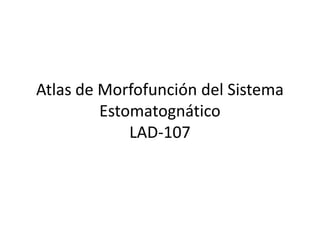 Atlas de Morfofunción del Sistema
Estomatognático
LAD-107

 