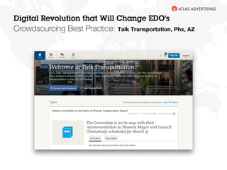 30
Digital Revolution that Will Change EDO’s
Crowdsourcing Best Practice: Talk Transportation, Phx, AZ
 