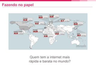 Fazendo no papel
Quem tem a internet mais
rápida e barata no mundo?
 