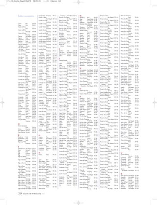Canto Pico 254 Fd
Canto Pico 254 Ee
Canto da Areia
Pico 255 Fb
Canto da Relva
São Jorge 254 Bb
Canto do Norte
São Jorge 255 Dd
Capelas São Miguel 252 Bc
Capelo Faial 254 Da
Carapacho Graciosa 256 Bc
Carreira Faial 254 Eb
Carreira Santa Maria 253 Bb
Casa da Queimada
de Baixo Terceira 256 Bb
Casa da Queimada
de Cima Terceira 256 Bb
Casa da Ribeira
Terceira 256 Cd
Casa de Abrigo
Pico 254 Fe
Cascalheira Pico 255 Gc
Cascalho Faial 254 Db
Casteletes São Jorge 255 Ca
Castelhano Faial 254 Db
Castelhano Terceira 256 Cb
Castelo Branco
Faial 254 Eb
Caveira Flores 257 Dc
Cedros Faial 254 Db
Cedros Flores 257 Dc
Cerrado do Gato
Faial 254 Db
Cerrado dos Almanços
Faial 254 Eb
Cerrado dos Bezerros
São Miguel 253 Cb
Chã da Cruz Faial 254 Dc
Chão Frio Faial 254 Ec
Cinco Picos Terceira 256 Cc
Clemente da Costa
São Miguel 252 Ce
Companhia de Baixo
Pico 255 Ga
Companhia de Cima
Pico 254 Ge
Comprido Faial 254 Da
Conceição Faial 254 Ec
Contendas Terceira 256 Dd
Corre Água Pico 255 Fa
Corvo Corvo 257 Bc
Costa Flores 257 Eb
Courelas Faial 254 Eb
Cova da Pedra Flores 257 Db
Covas Graciosa 256 Bc
Covões Faial 254 Db
Coxo Terceira 256 Bd
Criação Velha Pico 254 Ed
Cruz Santa Maria 253 Bc
Cruz Terceira 256 Bc
Cruz do Bairro
Graciosa 256 Ab
D
Detrás da Ladeira
Faial 254 Dc
Dores Graciosa 256 Ab
Doze Ribeiras Terceira 256 Ca
Duas Ribeiras Terceira 256 Cb
E
Escaleiras Faial 254 Db
Espalhafatos Faial 254 Dc
Espanha Faial 254 Db
Esperança Velha
Graciosa 256 Bb
F
Faial da Terra São Miguel 253 Cc
Faias Terceira 256 Bc
Fajã Faial 254 Da
Fajã Graciosa 256 Bb
Fajã Terceira 256 Ba
Fajã da Caldeira
São Jorge 255 Cc
Fajã da Fundura
São Jorge 255 Bb
Fajã da Penedia
São Jorge 255 Bb
Fajã da Ponta
Furada São Jorge 255 Ba
Fajã da Ribeira
da Areia São Jorge 255 Bb
Fajã da Ribeira
Funda São Jorge 255 Cd
Fajã das AlmasSão Jorge 255 Cb
Fajã das Pontas
São Jorge 255 Bb
Fajã de Além São Jorge 255 Dd
Fajã de Baixo São Miguel 252 Cc
Fajã de Cima São Miguel 252 Bc
Fajã de São João
São Jorge 255 Dd
Fajã do AraújoSão Miguel 253 Bd
Fajã do Belo São Jorge 255 Cc
Fajã do Calhau
São Miguel 253 Cd
Fajã do João Dias
São Jorge 254 Ab
Fajã do Labaçal
São Jorge 255 Dd
Fajã do Nortezinho
São Jorge 255 Dd
Fajã do Ouvidor
São Jorge 255 Bb
Fajã do Salti Verde
São Jorge 255 Cd
Fajã do Sanguinhal
São Jorge 255 Cc
Fajã do Valado São Jorge 254 Bb
Fajã dos Bodes São Jorge 255 Dc
Fajã dos Cubres
São Jorge 255 Dd
Fajã dos Cubres
São Jorge 255 Cc
Fajã dos Vimes
São Jorge 255 Cc
Fajã Entre
Ribeiras São Jorge 255 Cd
Fajã Grande Flores 257 Db
Fajã Grande São Jorge 255 Cb
Fajã Redonda São Jorge 255 Cc
Fajazinha Flores 257 Db
Fajazinha São Jorge 255 De
Farol dos Rosais
São Jorge 254 Aa
Farrobim do Norte
Faial 254 Eb
Farrobo Pico 254 Ee
Fazenda Flores 257 Ec
Fazenda de Santa
Cruz Flores 257 Dc
Feiteira Graciosa 256 Bc
Fenais Graciosa 256 Bc
Fenais da Ajuda
São Miguel 253 Ab
Fenais da Luz São Miguel 252 Bd
Fetais Pico 255 Gc
Feteira Faial 254 Eb
Feteira Pico 255 Gc
Feteira Terceira 256 Dc
Feteiras Santa Maria 253 Ac
Feteiras São Miguel 252 Bb
Feteiras de Baixo
Santa Maria 253 Ab
Feteiras de Cima
Santa Maria 253 Ab
Figueiras São Jorge 254 Bb
Flamengos Faial 254 Ec
Fontainhas Pico 255 Ea
Fonte do Bastardo
Terceira 256 Cd
Fonte do Jordão
Santa Maria 253 Bc
Fonte do Mato
Graciosa 256 Bc
Fonte Faneca Terceira 256 Cb
Fontes Graciosa 256 Bc
Fontinhas Terceira 256 Bc
Fontinhas Terceira 256 Bd
Foros Pico 255 Gc
Fortaleza de São João
Baptista Terceira 256 Db
Furna de Frei Matias
Pico 254 Fd
Furnas São Miguel 253 Bb
Furnas do Enxofre
Terceira 256 Cb
G
Gigona Pico 255 Gc
Ginetes São Miguel 252 Aa
Ginjeira Pico 254 Fd
Glória Santa Maria 253 Bc
Granja Faial 254 Eb
Grota do Meio
Faial 254 Eb
Guadalupe Graciosa 256 Bb
Guindaste Pico 254 Fd
H
Horta Faial 254 Ec
I
Igreja Pico 254 Ee
Ilhéu Alagoa Flores 257 Dc
Ilhéu da Gadelha
Flores 257 Cb
Ilhéu da Praia Graciosa 256 Bc
Ilhéu da Vila Santa Maria 253 Bb
Ilhéu das Formigas
Formigas 253 Aa
Ilhéu das Lagoinhas
Santa Maria 253 Ac
Ilhéu das Poças
Flores 257 Dc
Ilhéu de Álvaro
Rodrigues Flores 257 Dc
Ilhéu de Baixo
Graciosa 256 Bc
Ilhéu de Monchique
Flores 257 Db
Ilhéu de São
Lourenço Santa Maria 253 Ac
Ilhéu de Vila Franca
São Miguel 253 Ca
Ilhéu Deitado Pico 254 Ed
Ilhéu do Cartário
Flores 257 Eb
Ilhéu do Norte
Terceira 256 Bd
Ilhéu do Topo São Jorge 255 De
Ilhéu dos Abrões
Flores 257 Db
Ilhéu dos
Fradinhos Terceira 256 Dc
Ilhéu dos
Mosteiros São Miguel 252 Aa
Ilhéu Francisco
Flores 257 Cb
Ilhéu Garajau Flores 257 Dc
Ilhéus das
Cabras Terceira 256 Dc
J
Janalves Faial 254 Db
João Bom São Miguel 252 Ab
Jorge Gomes Graciosa 256 Bb
Juncal Terceira 256 Bd
L
Ladeira Grande
Terceira 256 Dc
Lagoa Graciosa 256 Bc
Lagoa São Miguel 252 Cd
Lagoa Azul São Miguel 252 Ab
Lagoa das Furnas
São Miguel 253 Bb
Lagoa de Santiago
São Miguel 252 Ab
Lagoa de São Brás
São Miguel 253 Ba
Lagoa do Caiado
Pico 255 Fa
LagoadoCanário
São Miguel 252 Bb
Lagoa do Capitão
Pico 255 Fa
Lagoa do Carvão
São Miguel 252 Bb
Lagoa do Congro
São Miguel 253 Ca
Lagoa do FogoSão Miguel 252 Ce
Lagoa do Ginjal
Terceira 256 Cc
Lagoa do Junco
Terceira 256 Cc
Lagoa do Negro
Terceira 256 Bb
Lagoa do Paúl Pico 255 Gb
Lagoa do Peixinho
Pico 255 Gb
Lagoa do Rosado
Pico 255 Gb
Lagoa Negra Terceira 256 Ba
Lagoa Rasa São Miguel 252 Ab
Lagoa Seca Pico 255 Fb
Lagoa Verde São Miguel 252 Ab
Lagoínhas Santa Maria 253 Ac
Lagos Santa Maria 253 Ac
Lajedo Flores 257 Eb
Lajedo Terceira 256 Cd
Lajes Terceira 256 Bc
Lajes das Flores
Flores 257 Ec
Lajes do Pico Pico 255 Ga
Lajido Pico 254 Ed
Lajido Pico 254 Ee
Lajido do Meio
Pico 254 Ee
Lapa de Baixo Santa Maria 253 Bc
Lapa de Cima Santa Maria 253 Bc
Limeira Graciosa 256 Bc
Livramento São Miguel 252 Cd
Lomba Flores 257 Ec
Lomba São Jorge 255 De
Lomba da Cruz
São Miguel 252 Bb
Lomba da Fazenda
São Miguel 253 Ad
Lomba da Maia
São Miguel 253 Bb
Lomba das Fagundes
São Miguel 253 Cd
Lomba de Santa
Bárbara São Miguel 252 Be
Lomba de São Mateus
Pico 254 Fe
Lomba do Cácere
Pico 255 Gb
Lomba do Meio
São Miguel 253 Bd
Lomba Grande
Faial 254 Dc
Lombadas São Miguel 253 Ba
Lombega Faial 254 Eb
Loural 1.º São Jorge 255 Dc
Loural 2.º São Jorge 255 Dc
Loural 3.º São Jorge 255 Dc
Luz Graciosa 256 Bc
M
Madalena Pico 254 Ed
Maia Santa Maria 253 Bc
Maia São Miguel 253 Ba
Malbusca Santa Maria 253 Bc
Manadas (Santa Bárbara)
São Jorge 255 Ca
Mangona São Miguel 253 Ac
Manhenhas Pico 255 Gd
Manuel Gaspar
Graciosa 256 Bb
Mateus Pico 254 Fe
Matriz Faial 254 Ec
Miragaia Faial 254 Db
Miragaia Faial 254 Dc
Miragaia Pico 254 E e
Mirateca Pico 254 Fd
Mistério Negro
Terceira 256 Bb
Monte Pico 254 Fd
Monte Brasil Terceira 256 Db
Monte da Guia
Faial 254 Ec
Morro das Capelas
São Miguel 252 Ac
Morro do Rabo
de Peixe São Miguel 252 Bd
Morro dos Homens
Corvo 257 Bc
Morro Pelado São Jorge 255 Ba
Mosteiro Flores 257 Eb
Mosteiros São Miguel 252 Ab
N
Necessidades São Miguel 252 Cd
Nordeste São Miguel 253 Bd
Nordestinho São Miguel 253 Ac
Norte Grande (Neves)
São Jorge 255 Bb
Norte Pequeno
Faial 254 Da
Norte Pequeno
São Jorge 255 Cb
Nossa Senhora dos
Remédios São Miguel 253 Bc
O
Outeiro da Cruz
São Jorge 255 Ba
Outeiro Filipe Terceira 256 Bc
P
Pasteleiro Faial 254 Ec
Pau Velho Terceira 256 Bb
Pedras de São Pedro
Santa Maria 253 Bb
Pedregulho São Jorge 254 Bb
Pedreira São Miguel 253 Bd
Pedreiras Graciosa 256 Bb
Pedro Miguel Faial 254 Ec
Pesqueiro Terceira 256 Db
Pico Pico 254 Fe
Pico Alto Terceira 256 Bc
Pico da Bagacina
Terceira 256 Cb
Pico da Choupana
São Jorge 255 Ba
Pico da Pedra São Miguel 252 Bd
Pico da Urze Pico 254 Fe
Pico da Vara São Miguel 253 Bc
Pico das Brenhas
São Jorge 255 Cb
Pico das Caldeirinhas
São Jorge 255 Ba
Pico dos Sete Pés
Flores 257 Db
Pico João de Moura
Corvo 257 Bc
Pico Timão Graciosa 256 Bc
Piedade Pico 255 Gc
Pilar São Miguel 252 Ab
Pingas Corvo 257 Bc
Planalto dos
Graminhais São Miguel 253 Bc
Pocinho Pico 254 Fd
Ponta Flores 257 Db
Ponta Branca Graciosa 256 Bb
Ponta da Achada
São Miguel 253 Ac
Ponta da Agulha
São Miguel 252 Ac
Ponta da Ajuda
São Miguel 253 Ab
Ponta da Barca
Graciosa 256 Ab
Ponta da Bretanha
São Miguel 252 Ab
Ponta da
Caldeira São Jorge 255 Cc
Ponta da
Candelária São Miguel 252 Ba
Ponta da Caveira
Flores 257 Dc
Ponta da Espalamaca
Faial 254 Ec
Ponta da Faca Pico 254 Ge
Ponta da Ferraria
São Miguel 252 Aa
Ponta da Forcada
Terceira 256 Bc
Ponta da Galera
São Miguel 252 Ce
Ponta da Garça
São Miguel 253 Cb
Ponta da Ilha Pico 255 Gd
Ponta da Laboreira
São Miguel 253 Cb
Ponta da Luzerna
Pico 255 Ea
Ponta da Má Merenda
Terceira 256 Bd
Ponta da Madre Silva
Pico 254 Fd
Ponta da Madruga
São Miguel 253 Bd
Ponta da Marquesa
São Miguel 253 Bd
Ponta da Queimada
Pico 255 Gb
Ponta da Restinga
Graciosa 256 Bc
Ponta da Ribeira
Faial 254 Dc
Ponta da Ribeira
São Miguel 253 Ad
Ponta da Rocha Alta
Flores 257 Eb
Ponta das Baixas
Pico 255 E a
Ponta das Contendas
Terceira 256 Dd
Ponta das Eiras
São Jorge 254 Bb
Ponta das Prombetas
Pico 255 Fd
Ponta das Vinhas
São Jorge 255 Dd
Ponta de Castelo
Branco Faial 254 Eb
Ponta de Fora Flores 257 Ec
Ponta de Gil Afonso
Pico 255 Gc
Ponta de Santo
António Terceira 256 Db
Ponta de São João
Pico 254 Ge
Ponta de São Jorge
Terceira 256 Cd
Ponta DelgadaFlores 257 Cb
Ponta DelgadaSão Miguel 252 Cc
Ponta do Albarnaz
Flores 257 Cb
Ponta do Arnel
São Miguel 253 Bd
Ponta do Arrife
Pico 255 Gb
Ponta do Baixio
Flores 257 Db
Ponta do Boqueirão
Pico 255 Fb
Ponta do Castelete
Pico 255 Ga
Ponta do Castelete
Pico 255 Gd
Ponta do Castelo
Santa Maria 253 Bc
Ponta do Cedro
Santa Maria 253 Bc
Ponta do Cintrão
São Miguel 252 Ae
Ponta do
Enxudreiro Graciosa 256 Bc
Ponta do Espartel
Pico 254 Fd
Ponta do Espigão
Pico 255 Fc
Ponta do Faial São Miguel 253 Cc
Ponta do Forte
Faial 254 Eb
Ponta do Garajau
São Miguel 253 Cb
Ponta do Ilhéu
Flores 257 Db
Ponta do Lobaio
Santa Maria 253 Ab
Ponta do Malmerendo
Santa Maria 253 Bb
Ponta do Marco
Corvo 257 Ac
Ponta do Mistério
Pico 255 Fb
Ponta do Mistério
Terceira 256 Ac
Ponta do Norte
Santa Maria 253 Ac
Ponta do Norte
Grande São Jorge 255 Bb
Ponta do Norte
Pequeno São Jorge 255 Bb
Ponta do Pargo
Pico 255 Ga
Ponta do Queimado
Terceira 256 Ba
Ponta do RasoPico 255 Ea
Ponta do SalãoFaial 254 Db
Ponta do Sousa
Pico 255 Gc
Ponta do Topo
São Jorge 255 De
Ponta do Varadouro
Faial 254 Ea
Ponta dos Biscoitos
Pico 255 Gb
Ponta dos Biscoitos
Terceira 256 Ab
Ponta dos Bredos
Flores 257 Db
Ponta dos Capelinhos
Faial 254 Da
Ponta dos Carneiros
Terceira 256 Bd
Ponta dos Casteletes
São Jorge 255 Ca
PontadosCedros
Faial 254 Db
Ponta dos Fanais
Flores 257 Db
Ponta dos Frades
Santa Maria 253 Ab
Ponta dos Ilhéus
Flores 257 Eb
Ponta dos Monteiros
São Jorge 255 Dd
Ponta dos Mosteiros
São Miguel 252 Ab
Ponta dos Ouriços
Pico 255 Gd
Ponta dos Rosais
São Jorge 254 Aa
Ponta Formosa
São Miguel 253 Ba
Ponta Garça São Miguel 253 Cb
Ponta Gorda Pico 255 Fc
Ponta João Dias
Faial 254 Ec
Ponta Malbusca
Santa Maria 253 Bc
Ponta Negra Corvo 257 Bc
Ponta Oeste Corvo 257 Bc
Ponta Ruiva Flores 257 Dc
Ponta Torrais Corvo 257 A c
Pontas NegrasPico 255 Gb
Ponte de São Macário
Pico 254 Fe
Pópulo São Miguel 252 Cd
Portal São Jorge 255 Cc
Portela Faial 254 Eb
Porto Afonso Graciosa 256 Bb
Porto Cachorro
Pico 254 Ee
Porto da Aguada
Pico 255 Gb
Porto da BaixaPico 254 Ge
Porto da Eira Faial 254 Db
Porto da Formosinha
Pico 254 Ed
Porto da Prainha
Pico 254 Ge
Porto da Redonda
Faial 254 Dc
Porto de São Mateus
Pico 254 Fd
Porto do Boqueirão
Corvo 257 Bc
Porto Formoso
São Miguel 253 Ba
Porto Judeu Terceira 256 Dc
Porto Martins Terceira 256 Cd
Porto Novo Terceira 256 Cd
Porto Pim Faial 254 Ec
Portinho da Areia
Corvo 257 Bc
Posto Santo Terceira 256 Cb
Povoação São Miguel 253 Cc
Praia Santa Maria 253 Bb
Praia (São Mateus)
Graciosa 256 Bc
Praia do Almoxarife
Faial 254 Ec
Praia do Norte
Faial 254 Da
Prainha Pico 255 Fb
Prainha da Cima
Pico 255 Fb
Q
Quatro Ribeiras
Terceira 256 Bb
Quebrada Faial 254 Db
Queimada Pico 254 E e
Queimada Pico 255 Gb
Queimada São Jorge 255 Ba
Queimadas Pico 254 Ge
Quinta das Rosas
Pico 254 Ed
Quinta
do Botelho São Miguel 252 Cd
R
Rabo de Peixe São Miguel 252 Bd
Ramalho São Miguel 252 Cc
Raminho Terceira 256 Ba
Refugo Terceira 256 Dc
Rego de Água São Miguel 252 Bd
Reguinho Terceira 256 Cc
Relva São Miguel 252 Cc
Relvinha São Jorge 255 Cb
Remédios São Miguel 252 Ab
266 ATLAS DE PORTUGAL IGP
Índice onomástico
871_05_Miolo_Pags239a276 06/02/02 11:26 Página 266
 