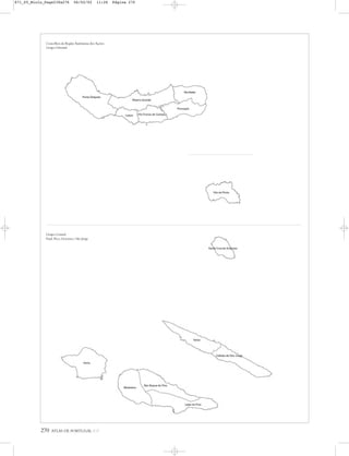 270 ATLAS DE PORTUGAL IGP
Concelhos da Região Autónoma dos Açores
Grupo Oriental
Grupo Central
Faial, Pico, Graciosa e São Jorge
871_05_Miolo_Pags239a276 06/02/02 11:26 Página 270
 
