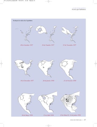 ATLAS DE PORTUGAL IGP 47
10
20
30
40
50
50
FarolFarolFarol
100
152
50
50100
124
12
207
127
151
100
110
50
30
30
20
50
50
50
90
80
7060
137
40
Farol Farol
Farol57
Farol
57
Farol
57
Farol
57
56 181
35
71
85
86
38
65
65
35
59
35
181 181
98
76
96
50
84
39
78
71
79
Evolução do vulcão dos Capelinhos
28 de Setembro 1957 10 de Outubro 1957 15 de Novembro 1957
18 de Dezembro 1957 28 de Janeiro 1958 21 de Fevereiro 1958
18 de Março 1958 15 de Abril 1958
UM PAÍS DE ÁREA REPARTIDA
A terra que habitamos
22 de Maio/12, 14 de Junho 1958
871_05_Miolo_Pags1a80 06/02/01 12:36 Página 47
 