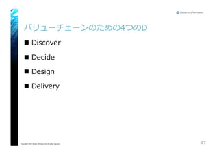 バリューチェーンのための4つのD
n Discover
n Decide
n Design
n Delivery
37Copyright© 2015 Growth xPartners, Inc. All rights reserved.
 