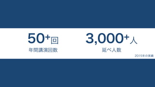 50+
回
年間講演回数
3,000+
人
延べ人数
2015年の実績
 