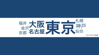 2015年の実績
大阪
名古屋東京神戸金沢
仙台
福井
札幌
京都
 