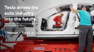 Tesla drives the
auto industry
into the future.
Atlassian helps Tesla work more efficiently in
the name of energy efficiency.
 