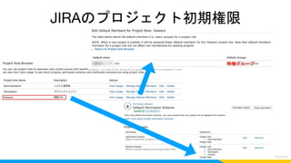 JIRAのプロジェクト初期権限
29
特権グループ
 