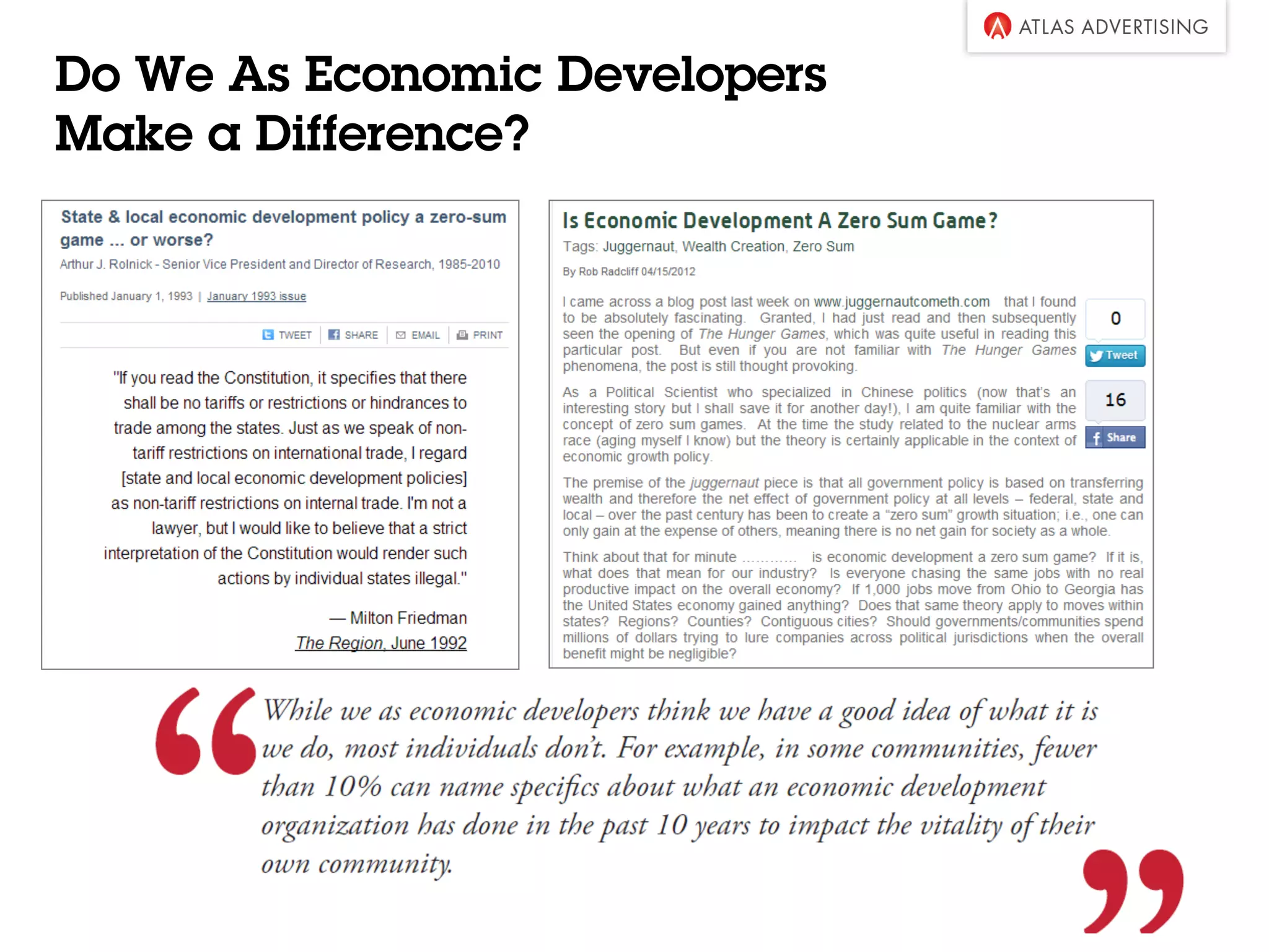 Do We As Economic Developers
Make a Difference?
 