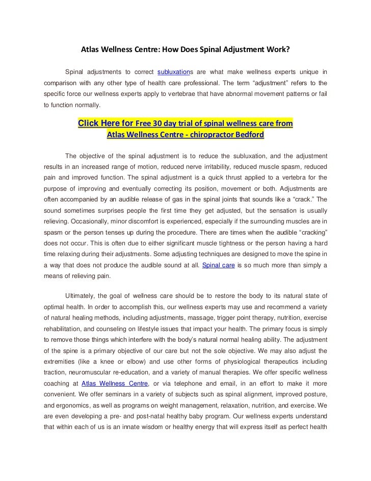 Atlas Wellness Centre How Does Spinal Adjustment Work?