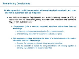 Preliminary Conclusions
B) We argue that conflicts connected with reaching both academic and non-
academic audiences can b...