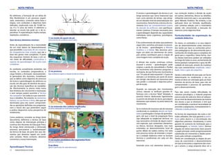 12 13FEDERAÇÃO PORTUGUESA DE ATLETISMO FEDERAÇÃO PORTUGUESA DE ATLETISMO
NOTA PRÉVIANOTA PRÉVIA
No atletismo, a formação de um atleta de
Alto Rendimento é um processo organi-
zado, sistemático, contendo várias fases e
etapas, com conteúdos e objectivos bem
definidos, implicando mais de 10.000 ho-
ras, 8 a 12 anos de treino. O atletismo a
abordar na escola não pode ser o do es-
pecialista. A especialização implica tempo,
repetições, constância….
Que técnica devemos ensinar:
Antes da especialização há a necessidade
de um nível básico de desenvolvimento
que possibilite a aquisição de um conjunto
de competências mais simples, que são a
base dos gestos mais complexos. A partir
dos esquemas motores de base, e em vá-
rios níveis de dificuldade, construímos o
suporte da aprendizagem de acções mais
complexas.
As condições actualmente existentes nas
escolas, os conteúdos programáticos, a
carga horária, a formação necessariamen-
te generalista dos docentes, inviabilizam
que se defina como objectivo do processo
de ensino e aprendizagem do atletismo na
escola, um alto grau de domínio da execu-
ção das técnicas específicas da modalida-
de. Efectivamente os alunos estão numa
fase dinâmica de crescimento e maturação,
e nem sempre podem assimilar a “técnica
dos campeões”em todas as suas caracterís-
ticas e detalhes. No entanto, os elementos
básicos, na sua forma e ritmo, têm que ser
dominados para não serem comprometi-
das as aquisições definidas nos programas,
nem o futuro dos que pretendem seguir
a prática desportiva numa perspectiva de
rendimento.
Como podemos constatar ao longo deste
documento, definimos a técnica de base
como objecto da intervenção primária e
contínua dos docentes de Educação Física.
Ao longo deste estruturado e demorado
processo, procuramos a “automatização”
da técnica de base, de parte dos seus ele-
mentos que devemos repetir em condi-
ções variadas. Neste contexto, devemos
concentrar a nossa intervenção:
Aprendizagem Técnica:
O ensino e aprendizagem da técnica é um
longo processo que torna impossível que
num curto período de tempo, seja atingi-
do um elevado nível de automatização nos
movimentos. Desta forma, a técnica do mo-
vimento deve ser constantemente motivo
de atenção do professor, com aperfeiçoa-
mento contínuo. O tempo necessário para
a aprendizagem depende das capacidades
individuais, tanto cognitivas, psicológicas,
como físicas.
É do conhecimento de todos que podemos
seguir dois caminhos principais no proces-
so de ensino - aprendizagem; o Método
Analítico e o Global. Não devemos privi-
legiar um deles em detrimento do outro,
pois ambos contribuem para a criação de
uma imagem mais completa da acção.
A divisão das acções contínuas cíclicas,
durante o ensino – aprendizagem, pode
originar a perda da naturalidade e fluidez
do movimento (não devemos perguntar à
centopeia, de que forma esta movimenta a
sua“14ª pata do lado esquerdo”). O grau de
atenção e as tentativas por parte do aluno
em corrigir, não devem ser excessivas para
não perder o conteúdo e objectivo princi-
pal da acção.
Quando na execução dos movimentos
cíclicos naturais se verificam grandes di-
ferenças com a técnica “ideal” desejada, é
possível intervir deslocando ligeiramente
os pontos de atenção do aluno, para alguns
elementos que existem na parte básica do
movimento.
Se os motivos do insucesso são de natureza
condicional, as condições devem ser facili-
tadas e prolongado o tempo de aprendiza-
gem, até que o nível da preparação física
seja adequado às exigências técnicas, ou
seja necessária a inclusão de alguns exercí-
cios especiais, que contenham elementos,
ou blocos, técnicos desejados, mas mais
orientados ao desenvolvimento local de
partes débeis da cadeia cinética. Em todo
este processo temos de entender e respei-
tar a unidade dialéctica entre os factores
técnicos e condicionais em cada um dos
exercícios.
Existindo erros nos elementos básicos, a
sua correcção implica a divisão da acção
em partes, elementos, blocos ou detalhes,
utilizando exercícios para a sua aprendiza-
gem; Método Analítico. No entanto, a sua
aplicação deve ser limitada, equilibrada,
com contínua relação com o movimento
global, não convertendo a execução do
exercício como objectivo final.
Particularidades da organização da
unidade didáctica:
Os meios, os conteúdos e os seus objecti-
vos de desenvolvimento estão estrutura-
dos tendo por base os conhecidos princí-
pios pedagógicos; do desconhecido para o
conhecido; do simples para o complexo; do
geral para o específico. Desta forma, mui-
tos destes exercícios podem ser utilizados
ao longo de todos os anos, aumentando de
forma gradual e progressiva o grau de difi-
culdade de execução, através da mudança
das suas características: amplitude, veloci-
dade, ritmo e grau de empenho.
Sendo a velocidade de execução um factor
determinante no rendimento, o seu au-
mento só deve ser solicitado após um bom
domínio da técnica de base, para não ser
comprometido o processo de aprendiza-
gem e desenvolvimento.
Para não serem criadas dificuldades de
natureza psicológica, o material proposto
para as aulas de cada ano, deve ser adequa-
do ao nível de desenvolvimento da maioria
dos alunos a que se destinam, e tem que
ser considerada a eventual necessidade de
proceder a adaptações, nomeadamente fa-
cilitando a tarefa prevista.
As formas de organização das aulas e mé-
todos utilizados, têm que garantir a assimi-
lação pelos alunos e a concretização dos
objectivos previstos. Inicialmente, e como
garante do aumento da motivação para a
aprendizagem, o método lúdico (formas
jogadas de vários exercícios) deve assumir
o papel principal, sendo progressivamente
substituído em momentos e idades poste-
riores pelo método competitivo.
Tendo em consideração as etapas do pro-
cesso de crescimento e desenvolvimento
em que se encontra o organismo das crian-
ças e jovens, a carga proposta deve ser o
1) no modo de apoio do pé
(única forma de contacto como solo);
2) na postura;
(quecondicionaoapoioeareacçãodosoloaomesmo);
3) na extensão das cadeias implicadas
(noritmoadequadoaomovimentoespecífico);
4)nasacçõespendularesdossegmentoslivres
(pernas ou braços);
5)aoritmo
(geral e particular de cada elemento);
 