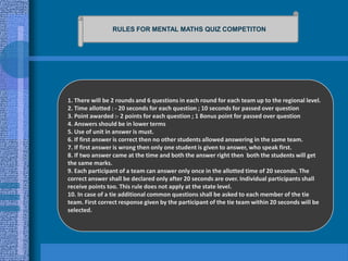 Getting Over Maths Test MENTAL MATHS QUIZ SAMPLE QUESTIONS AND ANSWERS | PPTX
