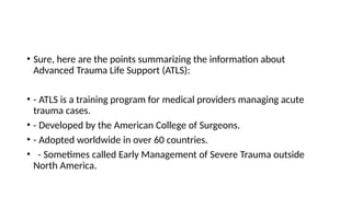 Advanced Trauma Life Support for orthopaedic | PPTX