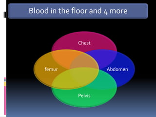 Blood in the floor and 4 more
Chest
Abdomen
Pelvis
femur
 