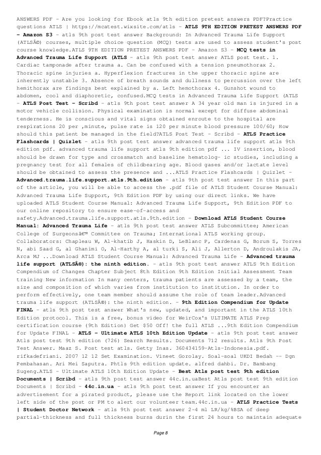 Download Atls 9th Post Test Answer