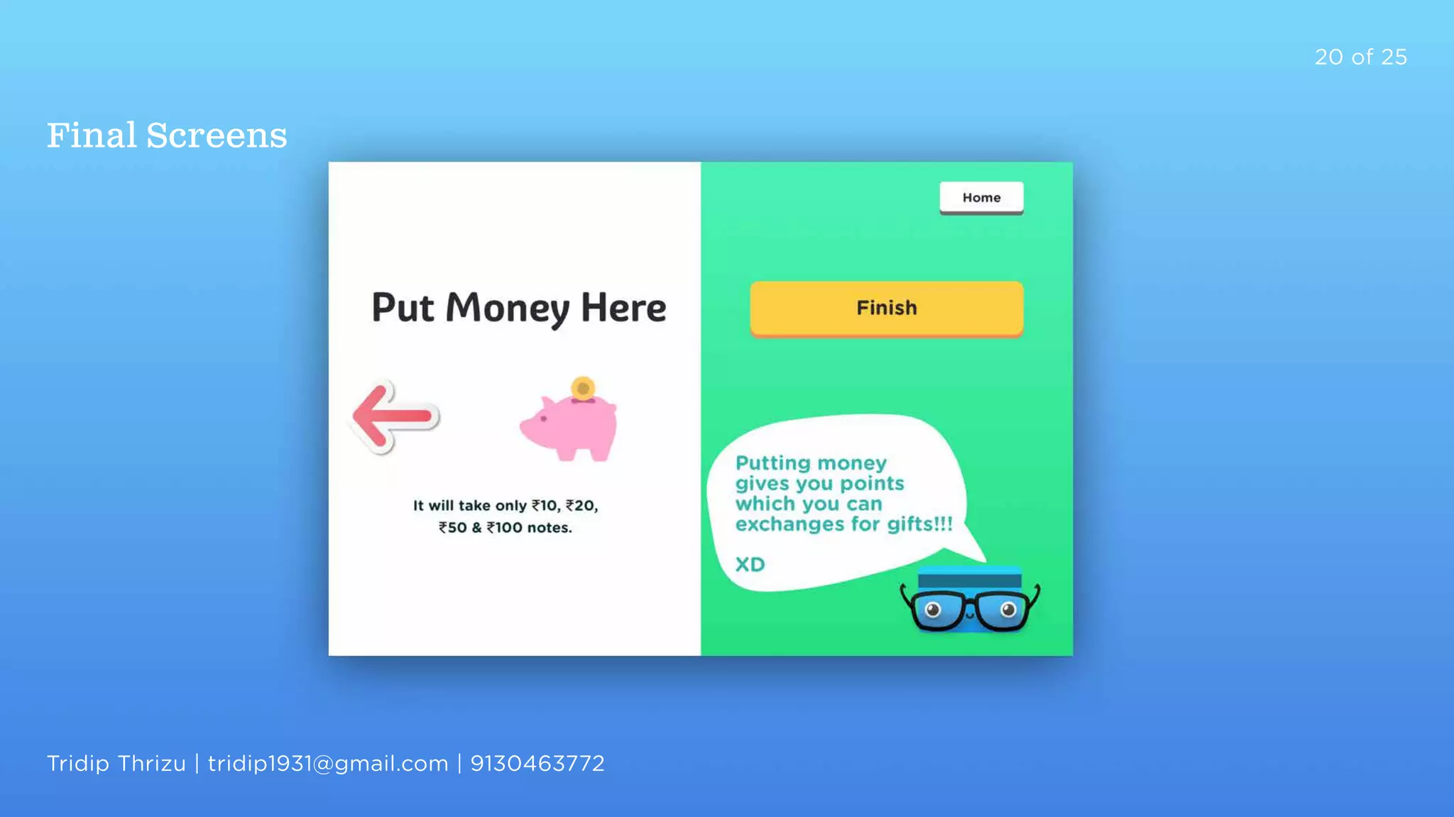 20 of 25
Final Screens
Tridip Thrizu | tridip1931@gmail.com | 9130463772
 