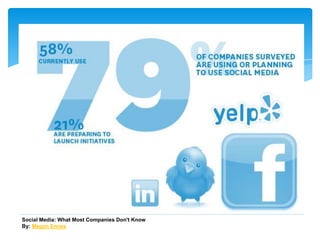 Social Media: What Most Companies Don't Know
By: Megan Ennes
 