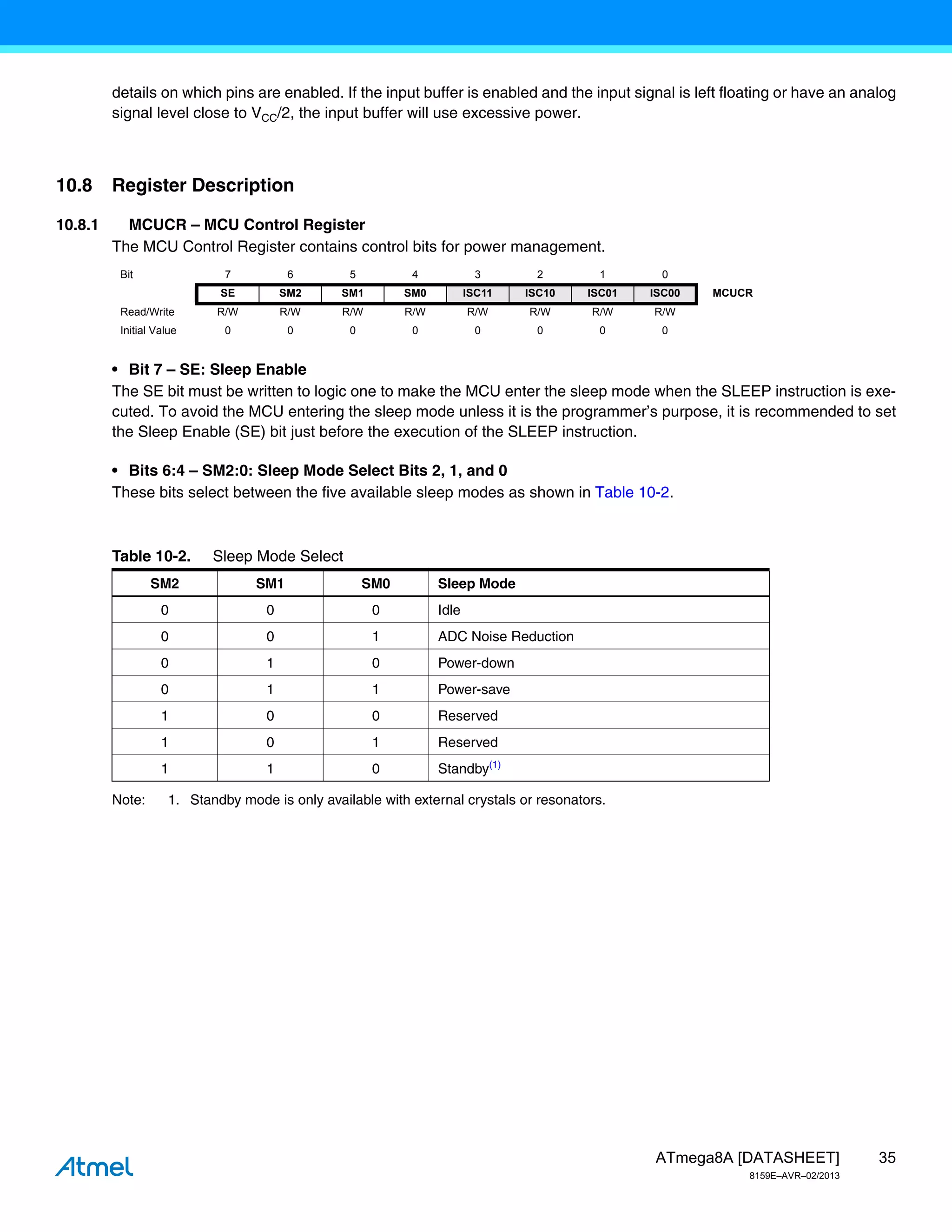 Atmel 8159-8-bit-avr-microcontroller-a tmega8-a_datasheet | PDF