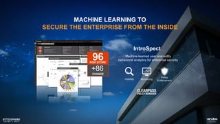 MACHINE LEARNING TO
SECURE THE ENTERPRISE FROM THE INSIDE
Visibility Monitoring
Policy
Enforcement
Machine-learned user and entity
behavioral analytics for enterprise security
IntroSpect
 