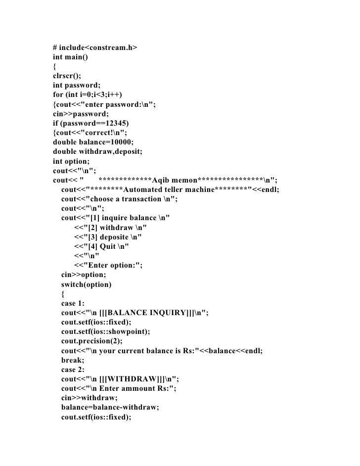 Atm Machine Program In Dev C++ Atm Machine Program In Dev C++