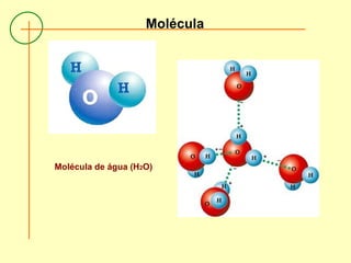Molécula
Molécula de água (H2O)
 