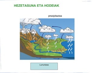 HEZETASUNA ETA HODEIAK
Lurruntzea
prezipitazioa
 