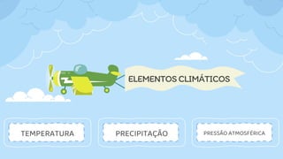ELEMENTOSCLIMÁTICOS
PRECIPITAÇÃOTEMPERATURA PRESSÃO ATMOSFÉRICA
 